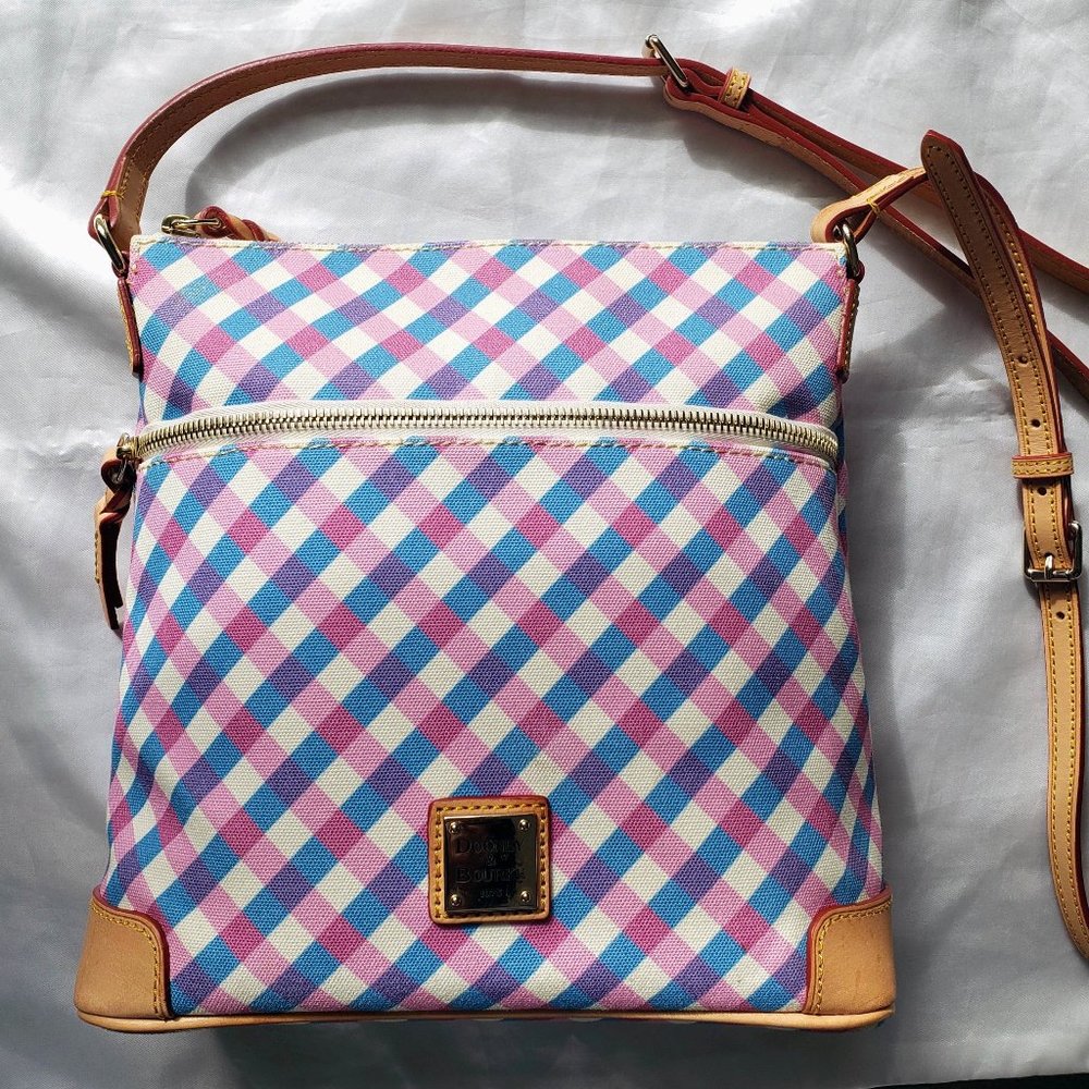 Dooney & Bourke Canvas and Leather Crossbody Pink & Blue